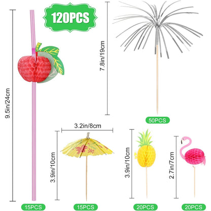 Cocktail Zubehör Set 120 Stück Cocktail Deko Schirmchen Strohhalme