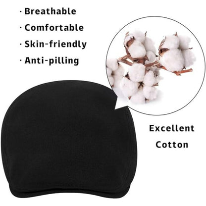Schiebermütze Herren Hut Herren Schwarz Newsboy Cap 100% Baumwolle