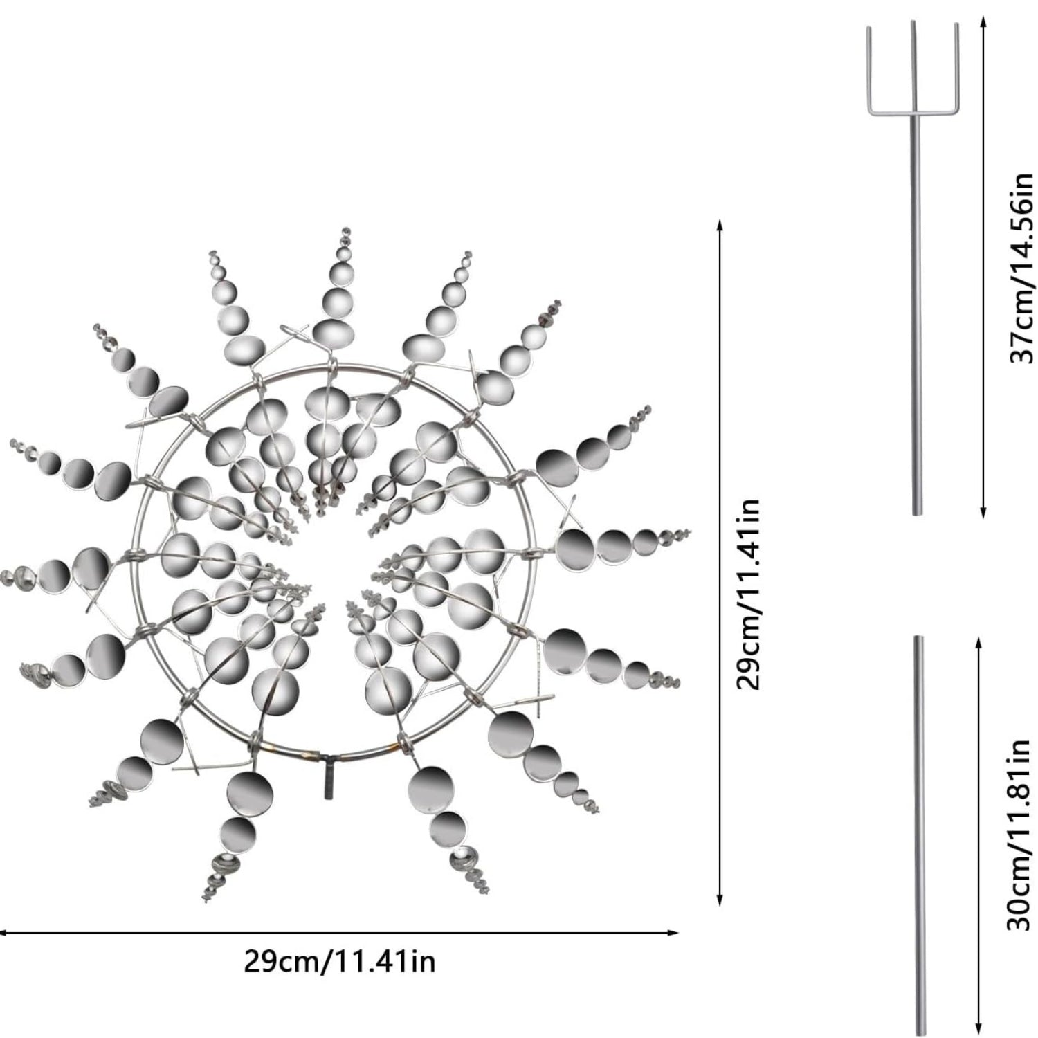 3D Sonnen Windspiel Metall Gartenwindmühle Doppel Spinner Wetterfest 80cm