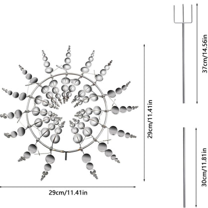 3D Sonnen Windspiel Metall Gartenwindmühle Doppel Spinner Wetterfest 80cm