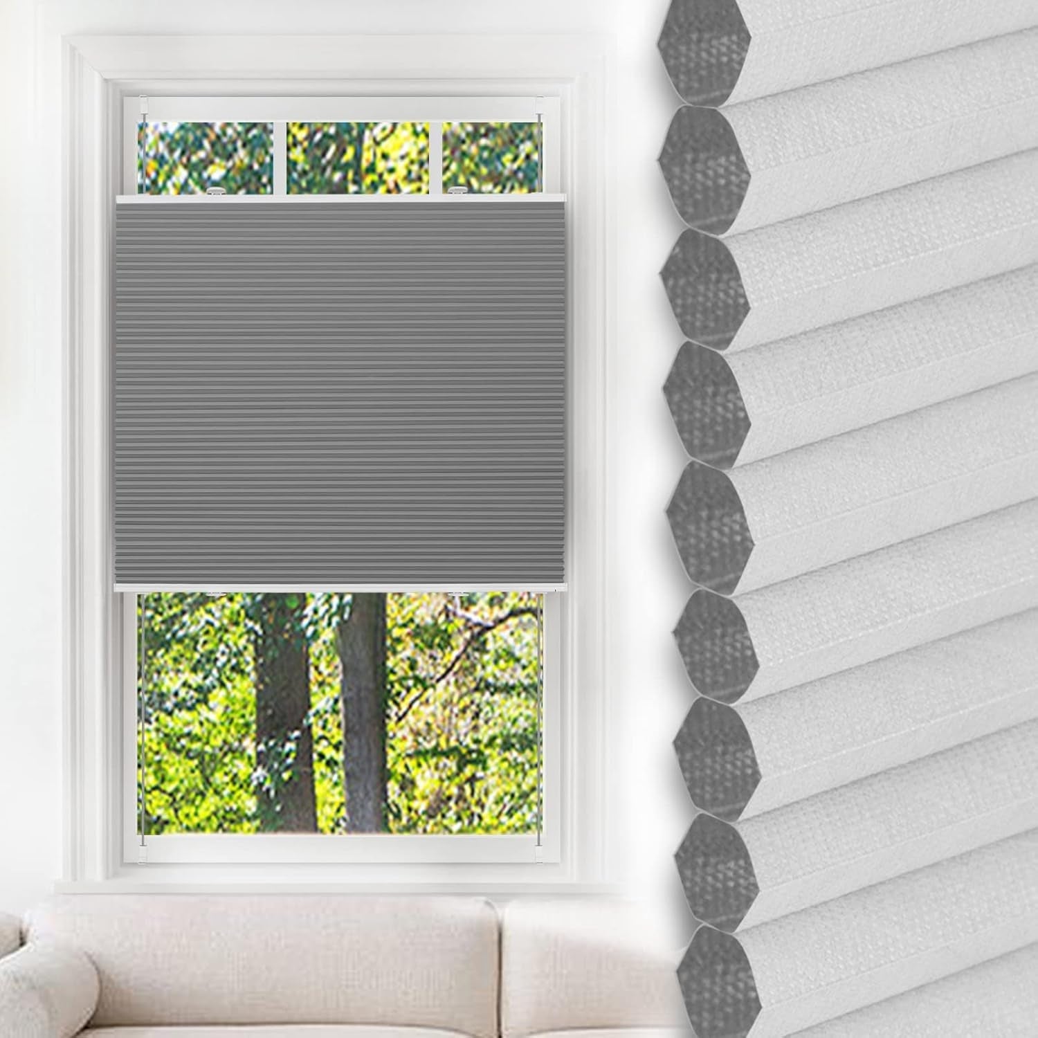 Rollos für Fenster ohne Bohren Klemmrollos Plissee 85x130cm