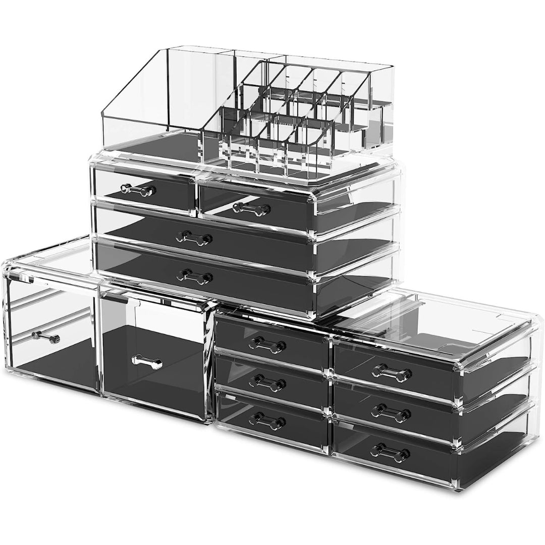 Transparent XXL Kosmetik Organizer 4 Lagen Schminkbox Stilvoll Groß