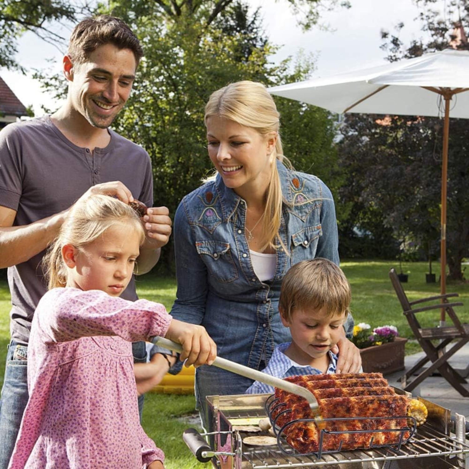 Grill Zubehör Sparerib Halter BBQ für Rippchen halter Lammkoteletts