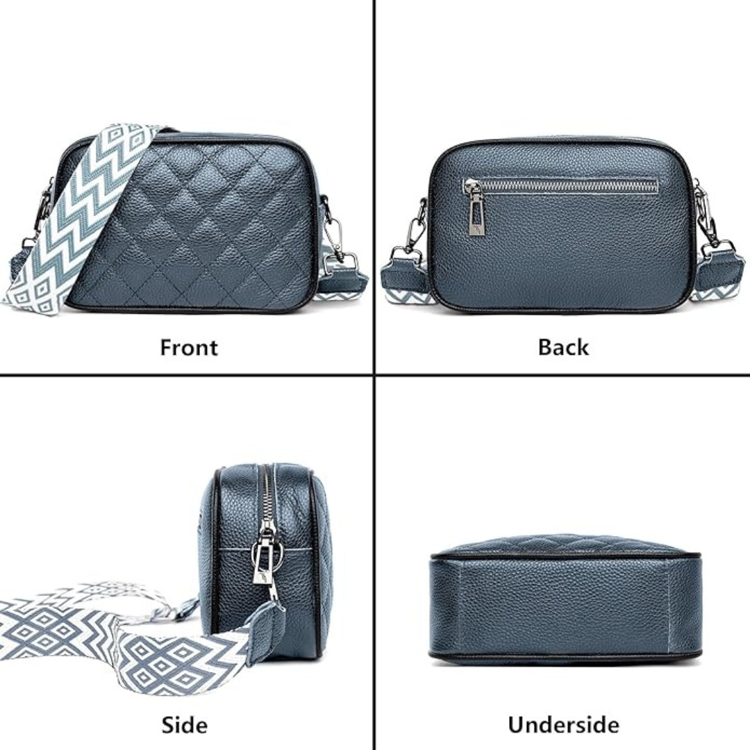 Echtleder Umhängetasche Damen Klein Blau Modische Crossbody Bag
