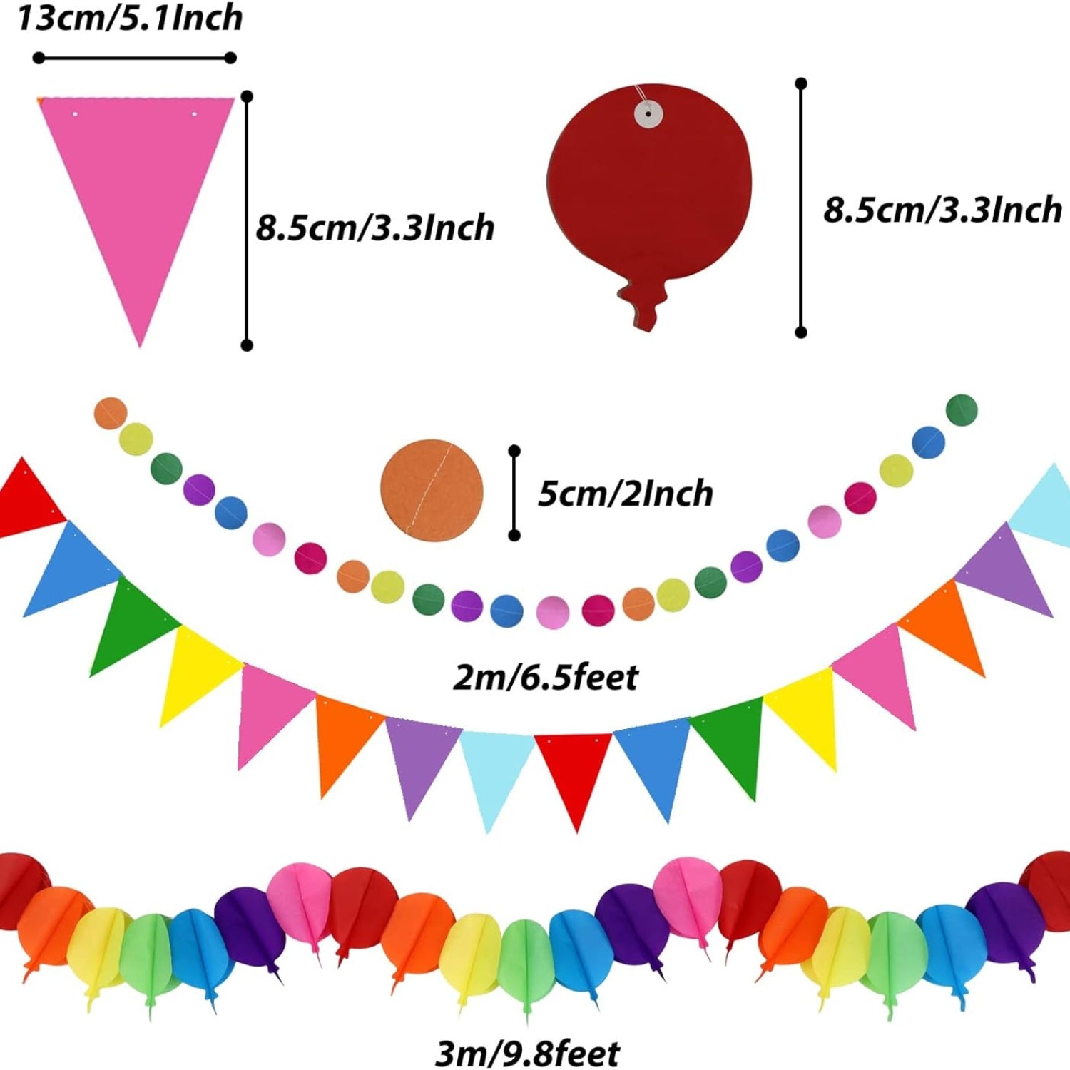 Mexikanische Party Deko 41 Stück Mehrfarbig Papier Girlande