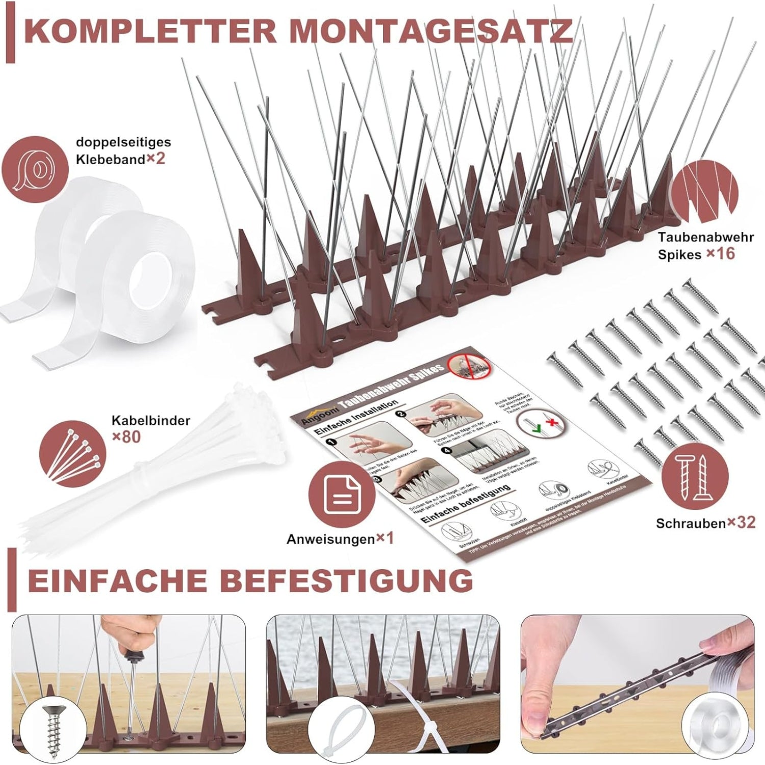 4M Taubenabwehr Spikes Edelstahl Balkon Abwehr Gegen Vogeldreck 16