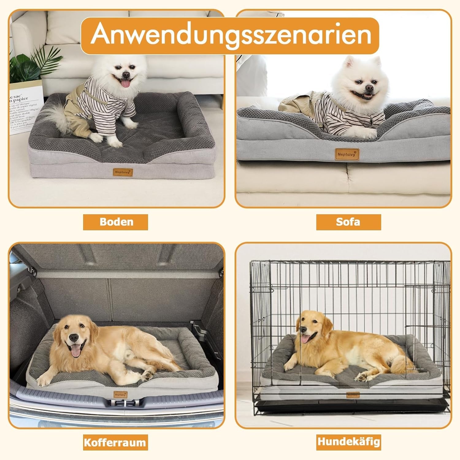 Orthopädisches Hundebett Mittelgroße Hunde Hundekorb Waschbar 91x68cm