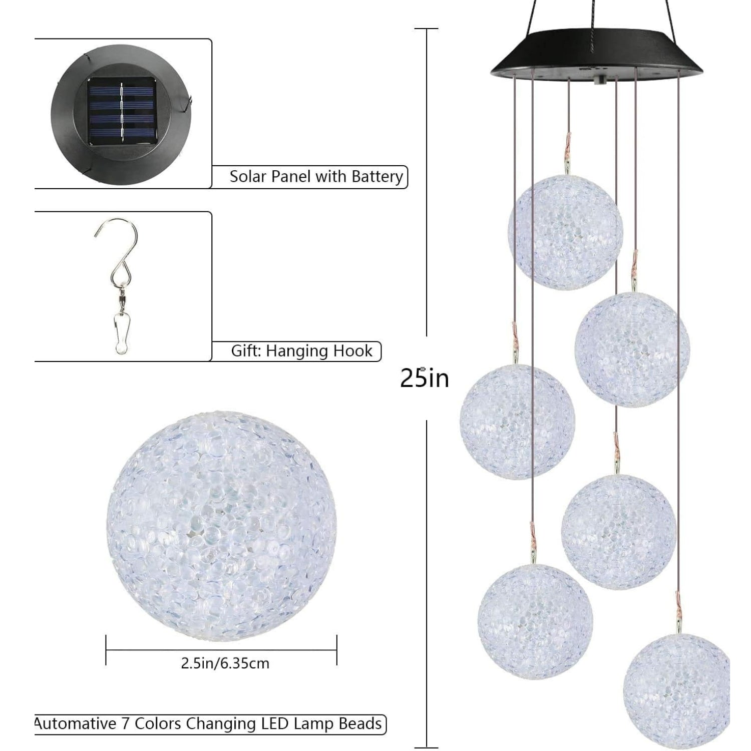LED Kugel Solar Windspiel Farbwechsel Garten Baum Terrasse Hof Osterdeko