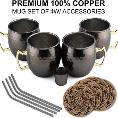 Moscow Mule Becher Kupfer Schwarz 4 Gläser Strohhalme Geburtstagsgeschenke