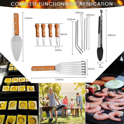 20-tlg Profi Grillzubehör Set Grillspachtel mit Tasche Grill Geschenke