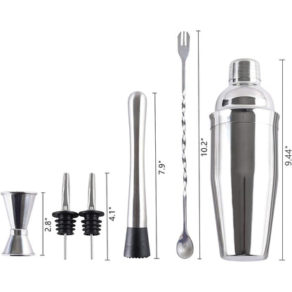10-Teiliges Cocktailshaker Edelstahl Set Profi Bar Mixer Zubehör Kit 750ML