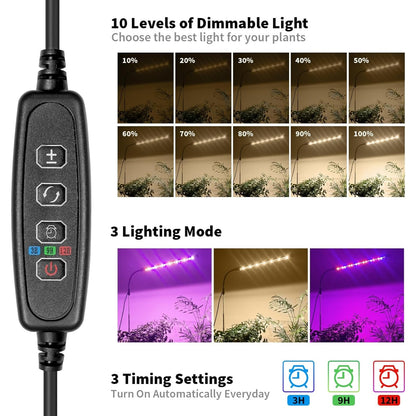 LED Grow Lampe Pflanzenlampe LED Vollspektrum USB Timer