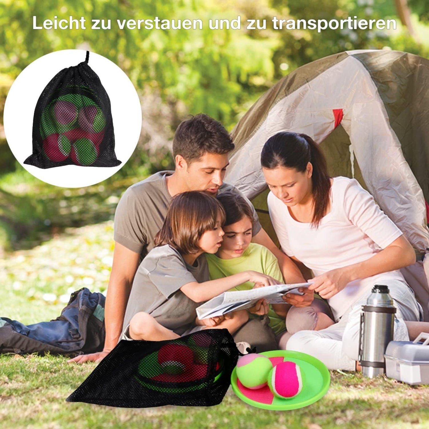 Outdoor Spielzeug Klettballspiel Fangballspiel mit 4er Set