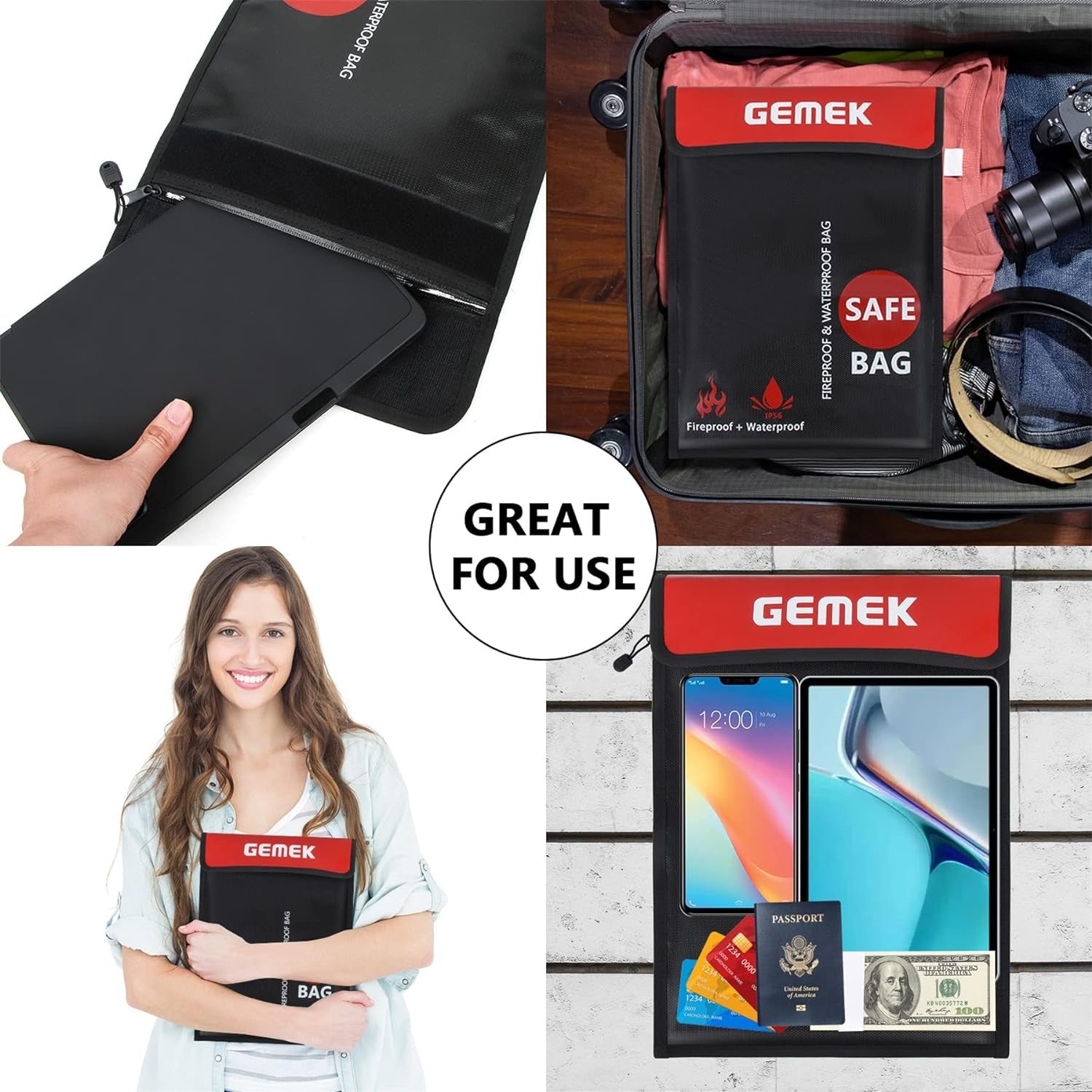Feuerfeste und Wasserdichte Dokumententasche Set für A4 und A5 Geldtasche