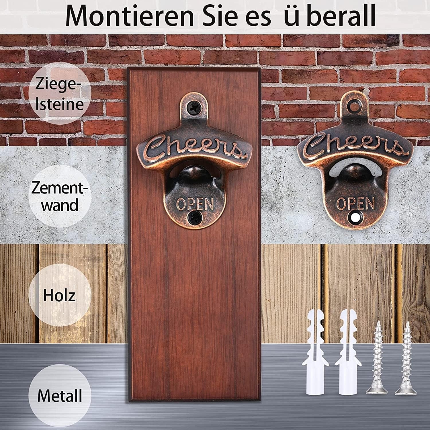 Magnetischer Bieröffner für die Wand - Einfache Montage, Vintage Look