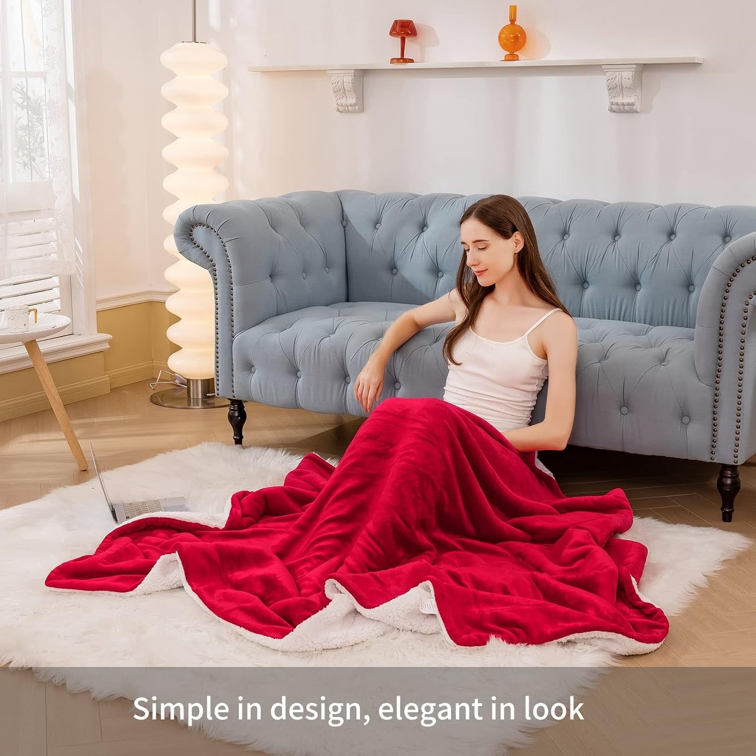 Flauschige Kuscheldecke Sherpa Rot 150x200cm Extra Warm