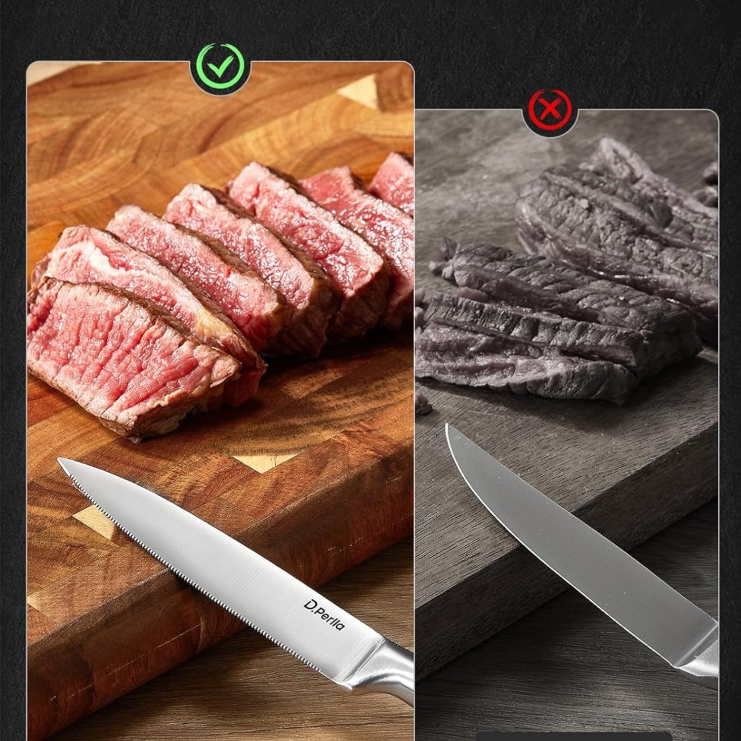 Messerblock mit Messer Steakmesser Set 9-teiliges ergonomischer Griff