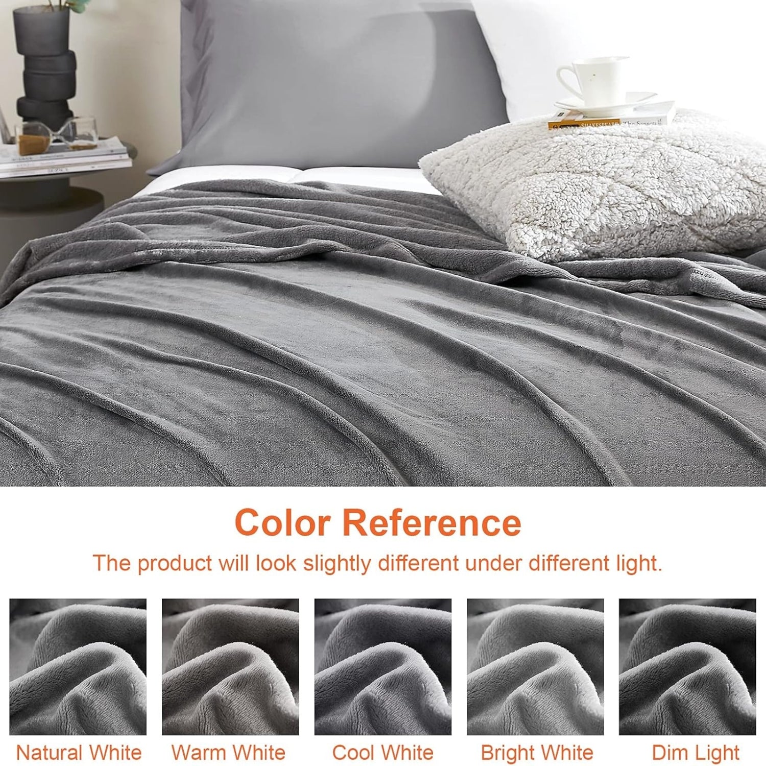 Flauschige Kuscheldecke Grau 150x200 warme weiche Fleecedecke Sofa