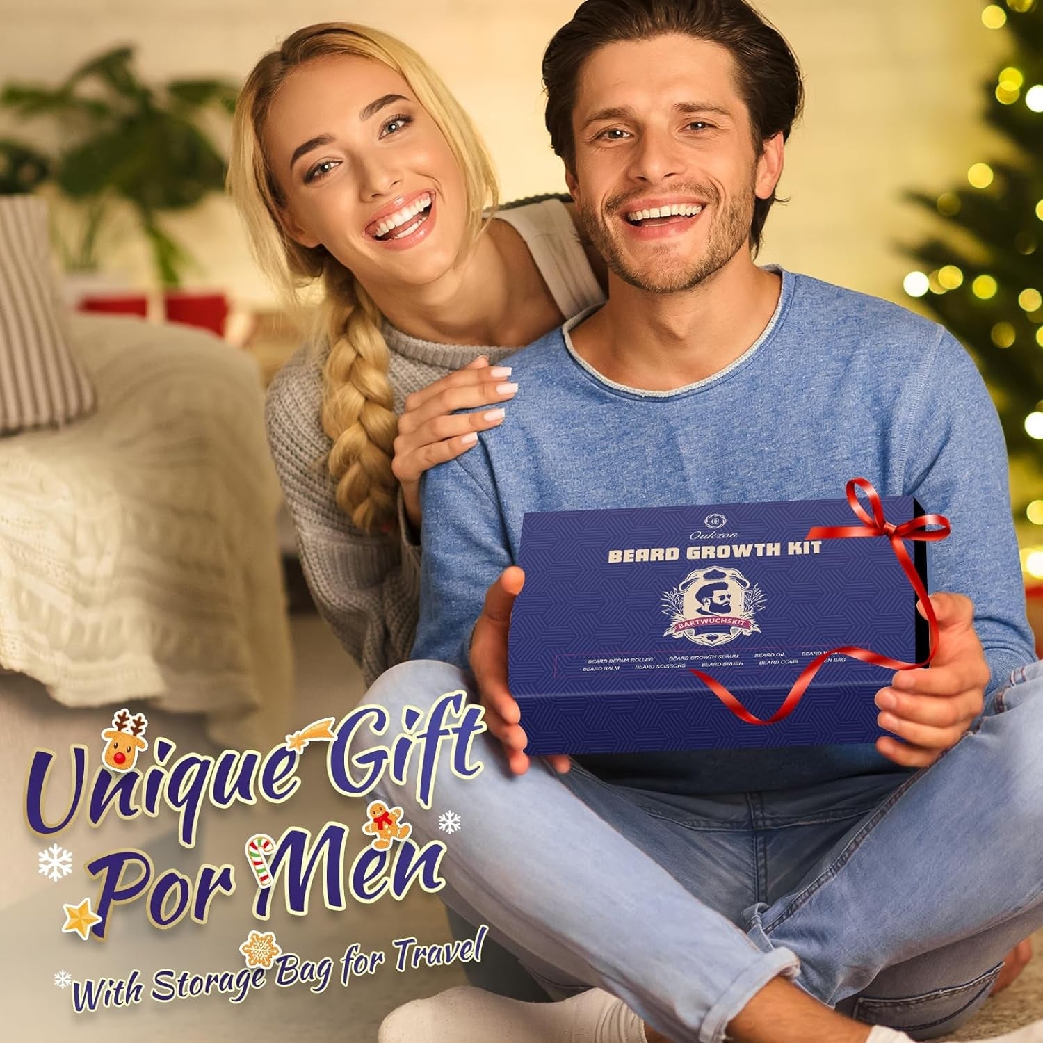 Männer Geschenke Bartwachstum Set Bartpflege Öl Balsam Roller Serum Schere