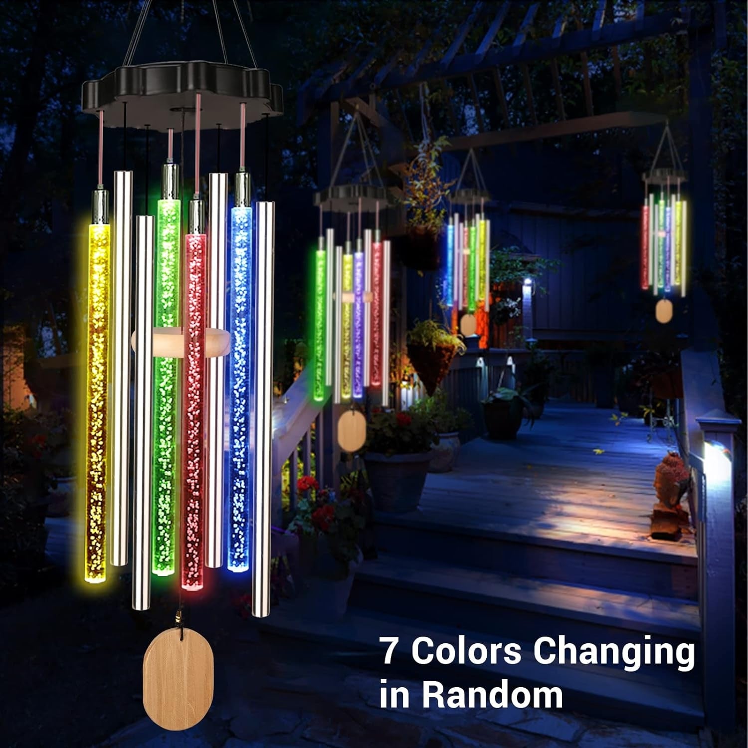4 LED Solar Windspiel Aluminium Garten Bunt Wasserdicht