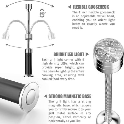 Magnetische Grilllampe 2er Set Super Hell 360° Grill Licht Zubehör