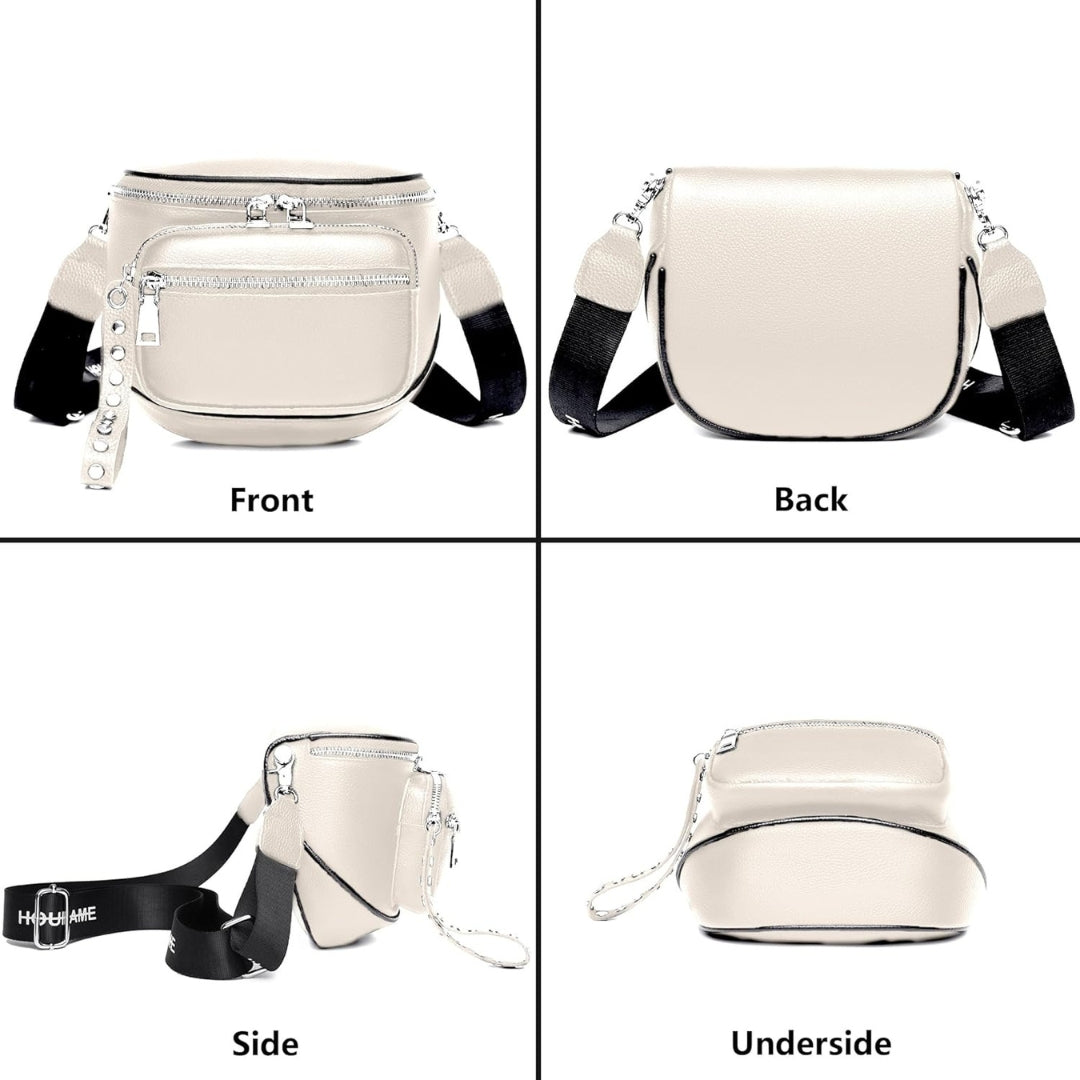 Weiß Leder Crossbody Damen Umhängetasche Sattel Design Modisch