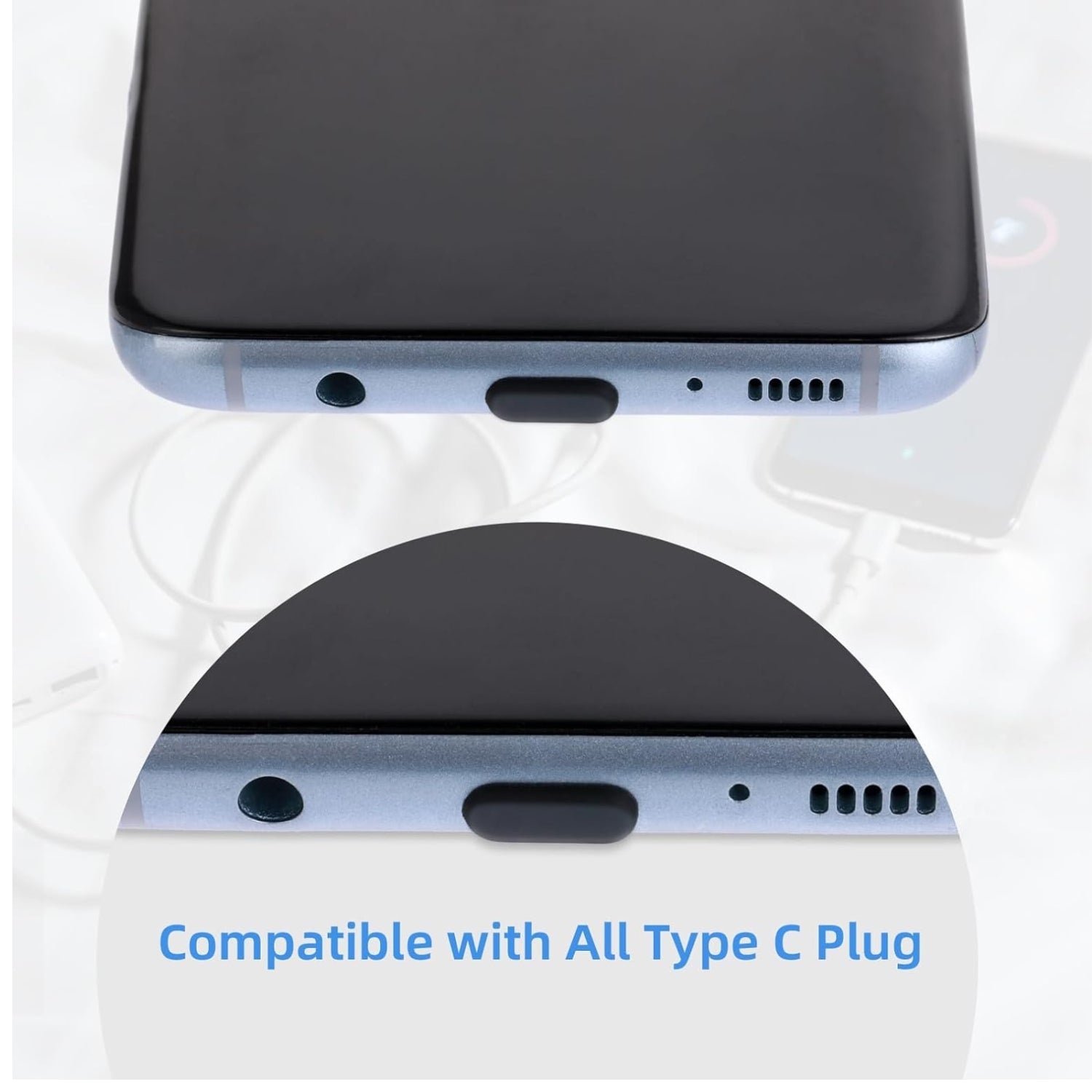 USB C Staubschutz Schwarz Set 25 Stück für Typ-C Handy und Tablet Port Schutz