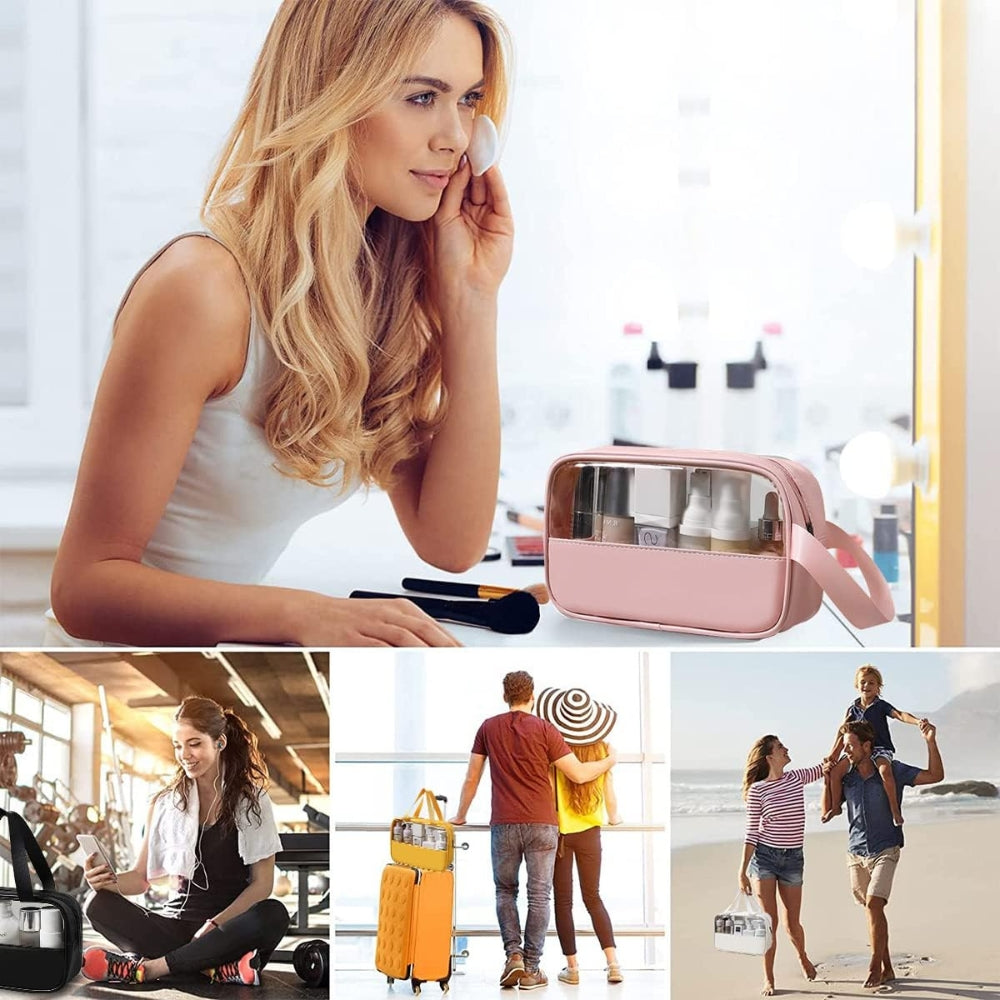 Wasserdicht PVC Kosmetiktasche Transparent 3 Stück Weiß Leicht Make-up Beutel