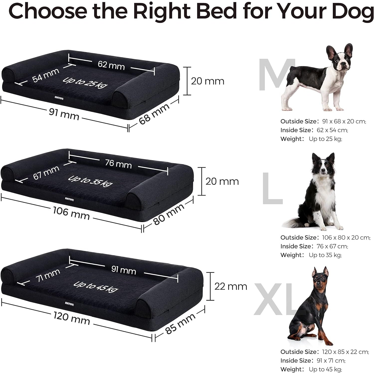 Orthopädisches Hundebett kleine Hunde Hundezubehör waschbar grau 91cm