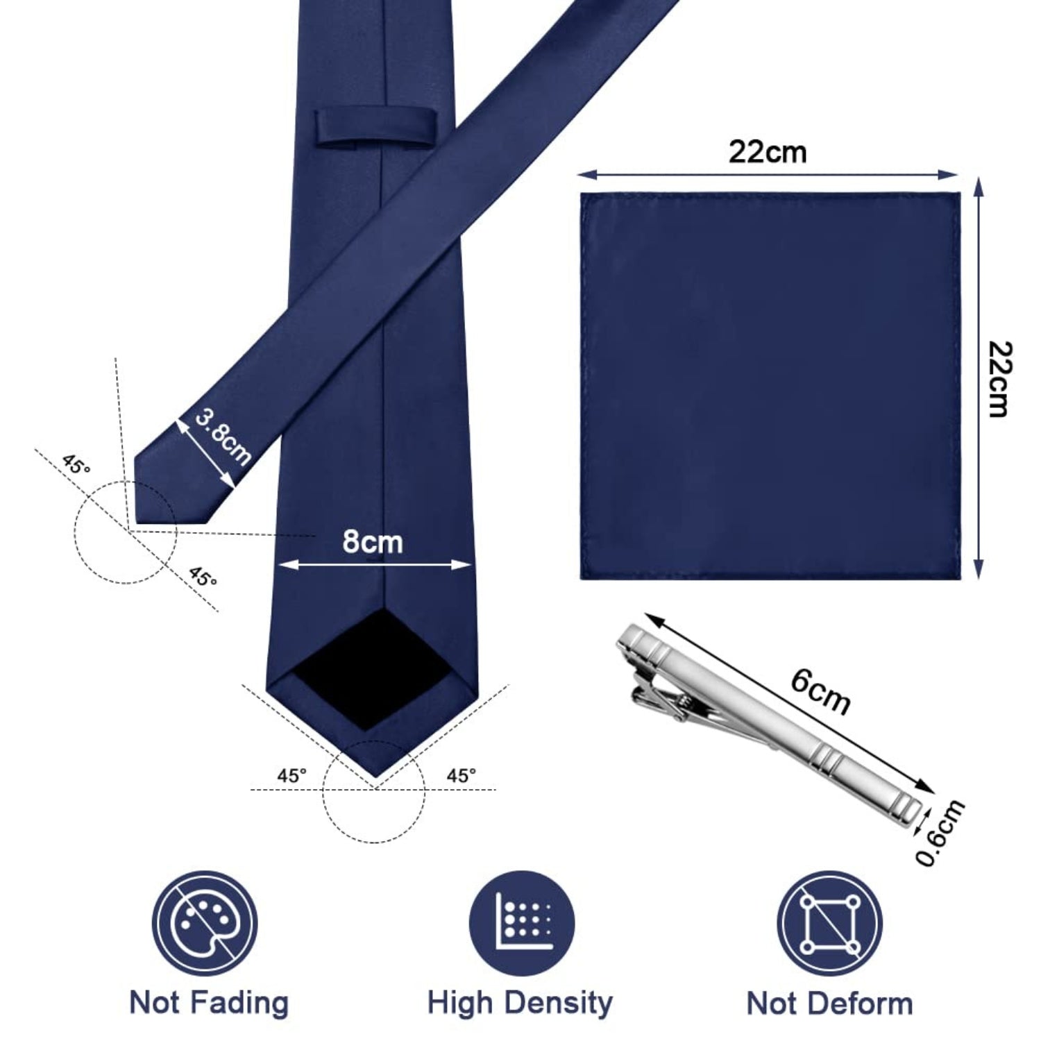 Krawatten Set Navy Blau Geschenke für Männer Herren Krawatten 3 tlg