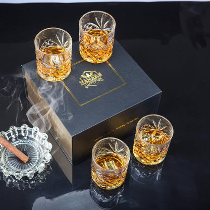 4er Whisky Gläser Set Kristallgläser 300ml Geschenke für Männer in Box