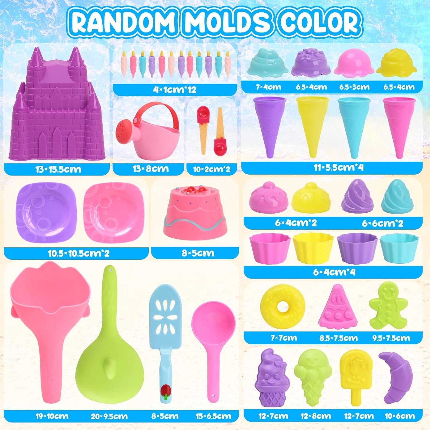 48 Stück Sandspielzeug Eis Dessert Set für Kinder Strand Kasten Spaß