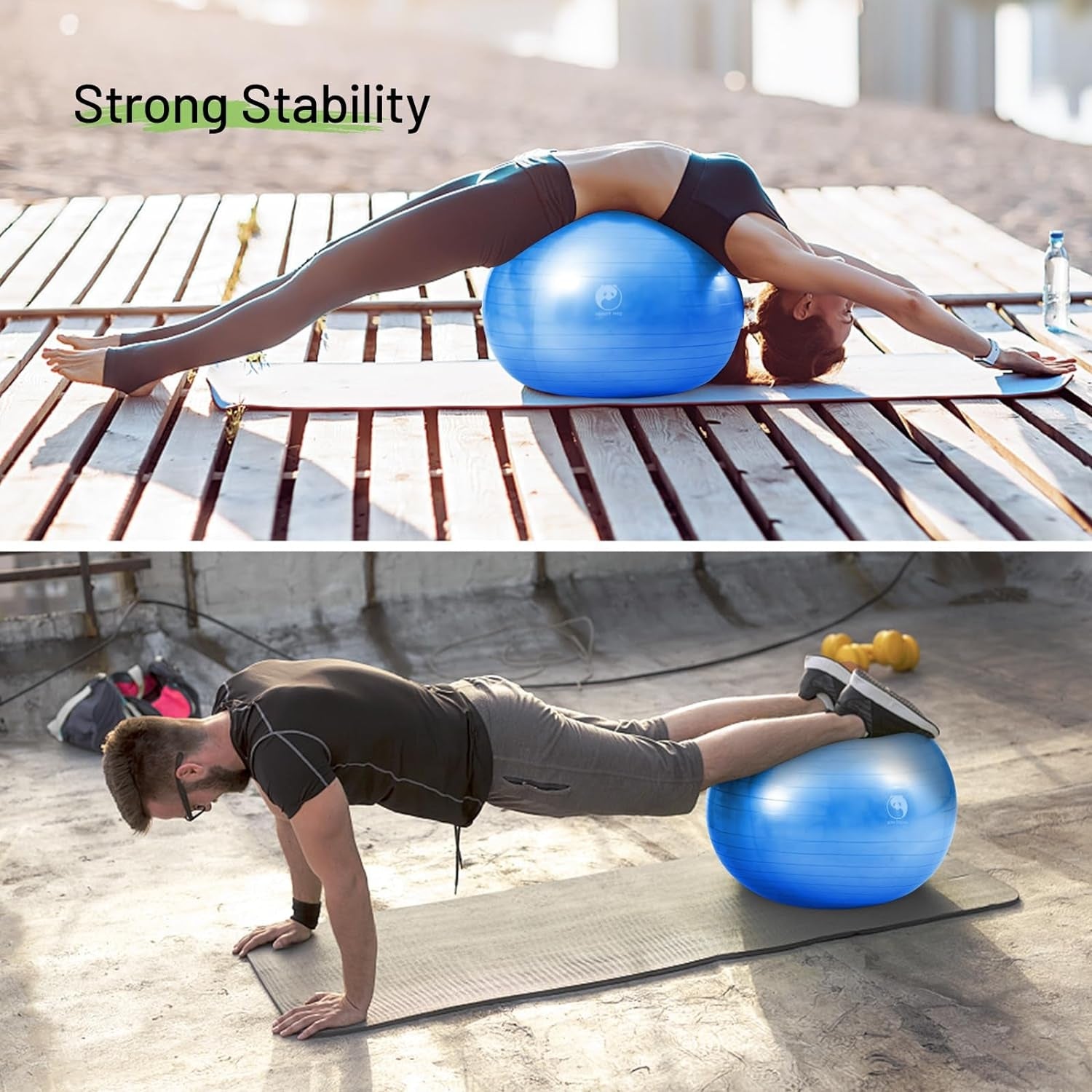 Gymnastikball 65cm Blau Pilates Ball Yoga Ball Aufblasbar Fitness