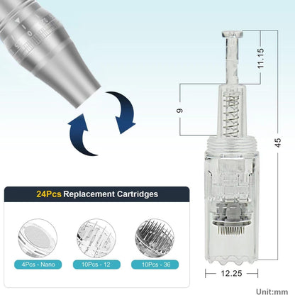 Derma Pen Profi Microneedling 24 Köpfe 6 Geschwindigkeiten + Hyaluronsäure Serum