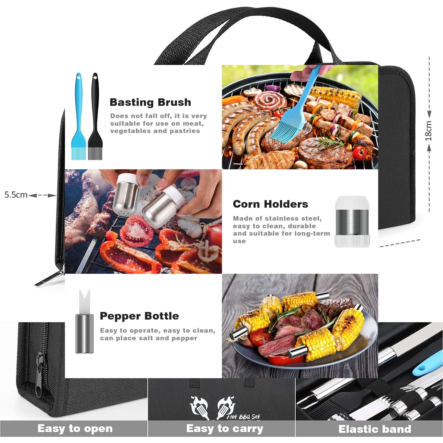 Grillzubehör Set 25tlg Geschenke für Männer Koffer Fleischthermometer