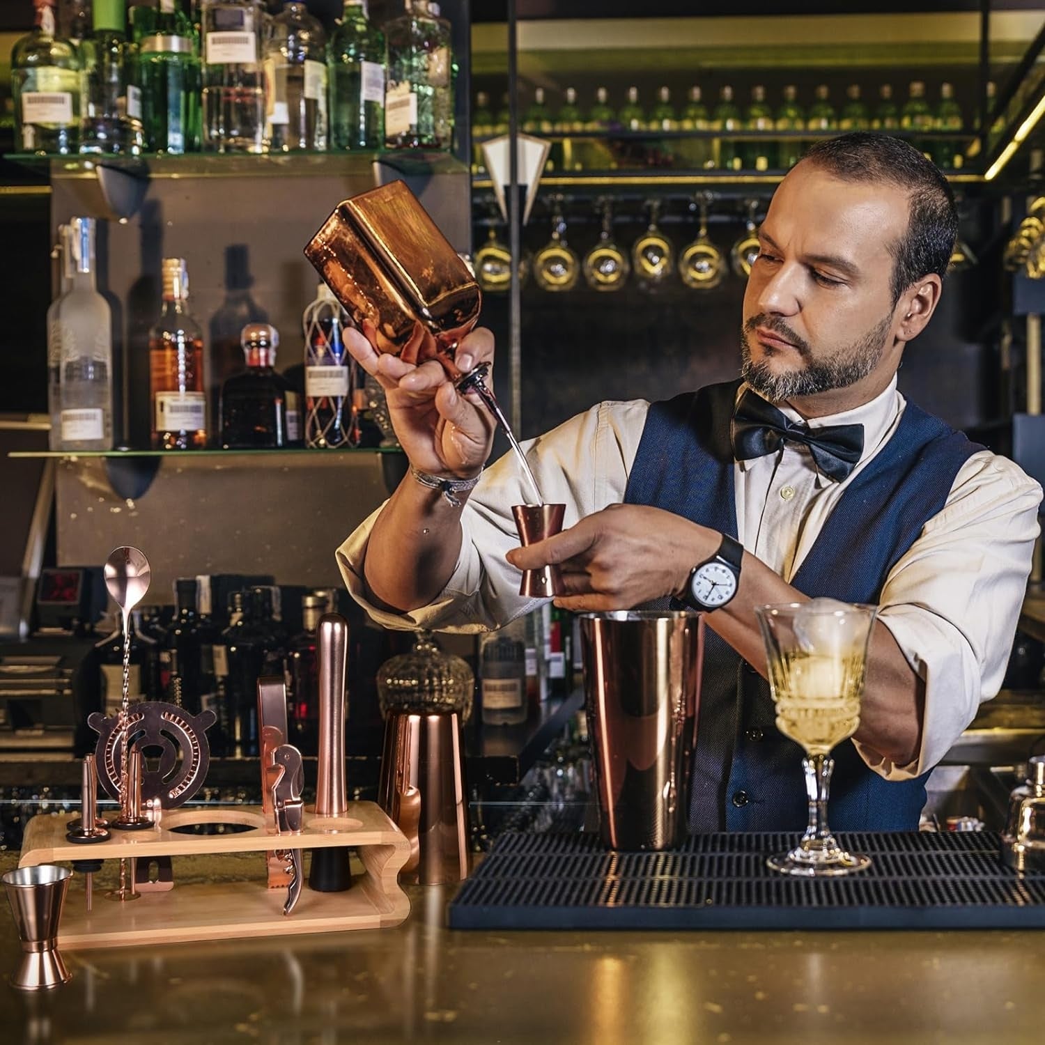 12tlg Barkeeper Kit 550ML/750ML Edelstahl Cocktail Shaker Set Rosegold