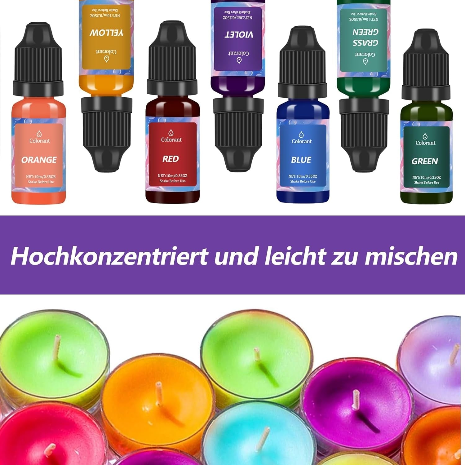 Kerzenwachs Farbe 7 Farben je 10ml Kerzenfarbe für Soja Bienenwachs
