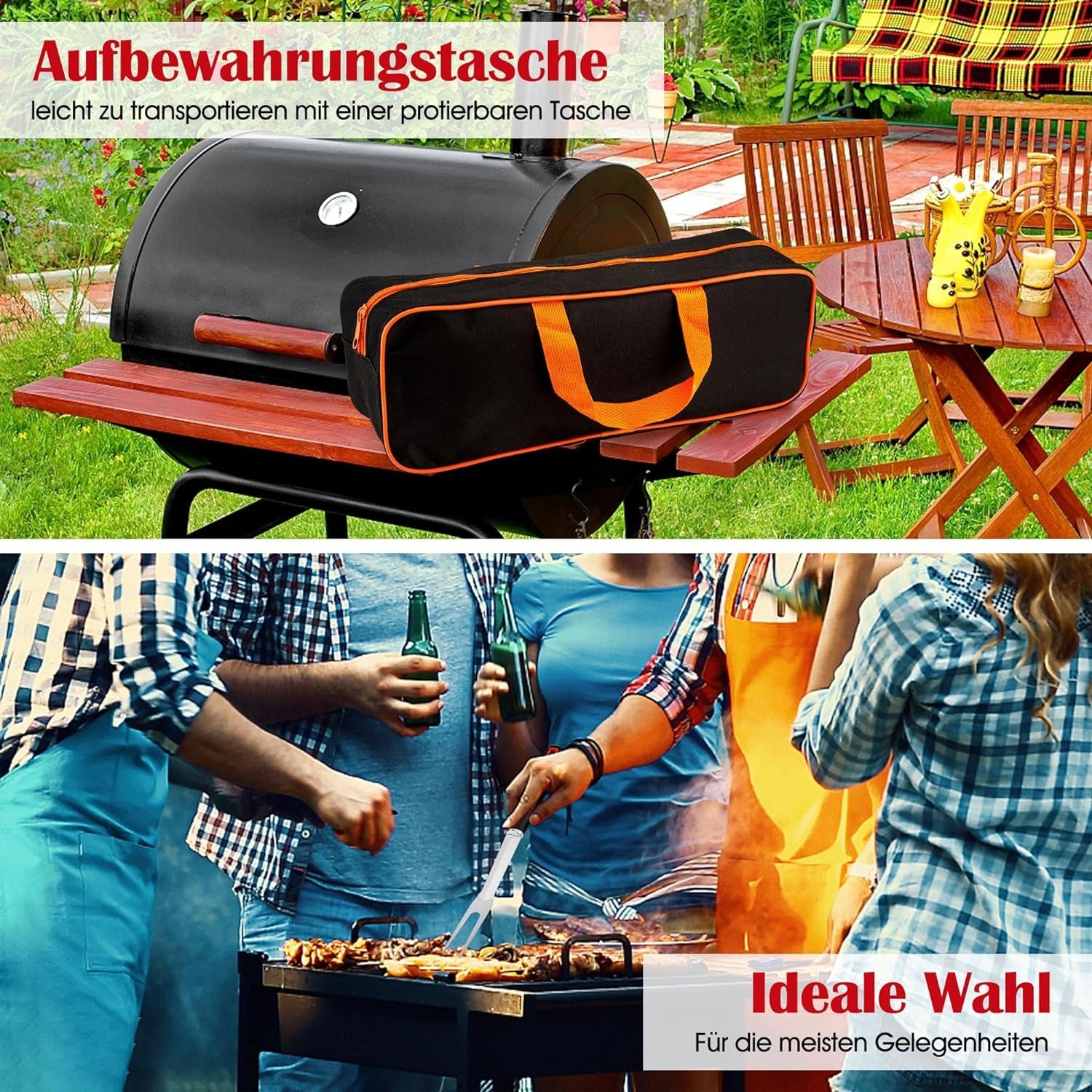 OstalbGriller 13tlg Grillbesteck Set mit Tragetasche Grill Zubehör