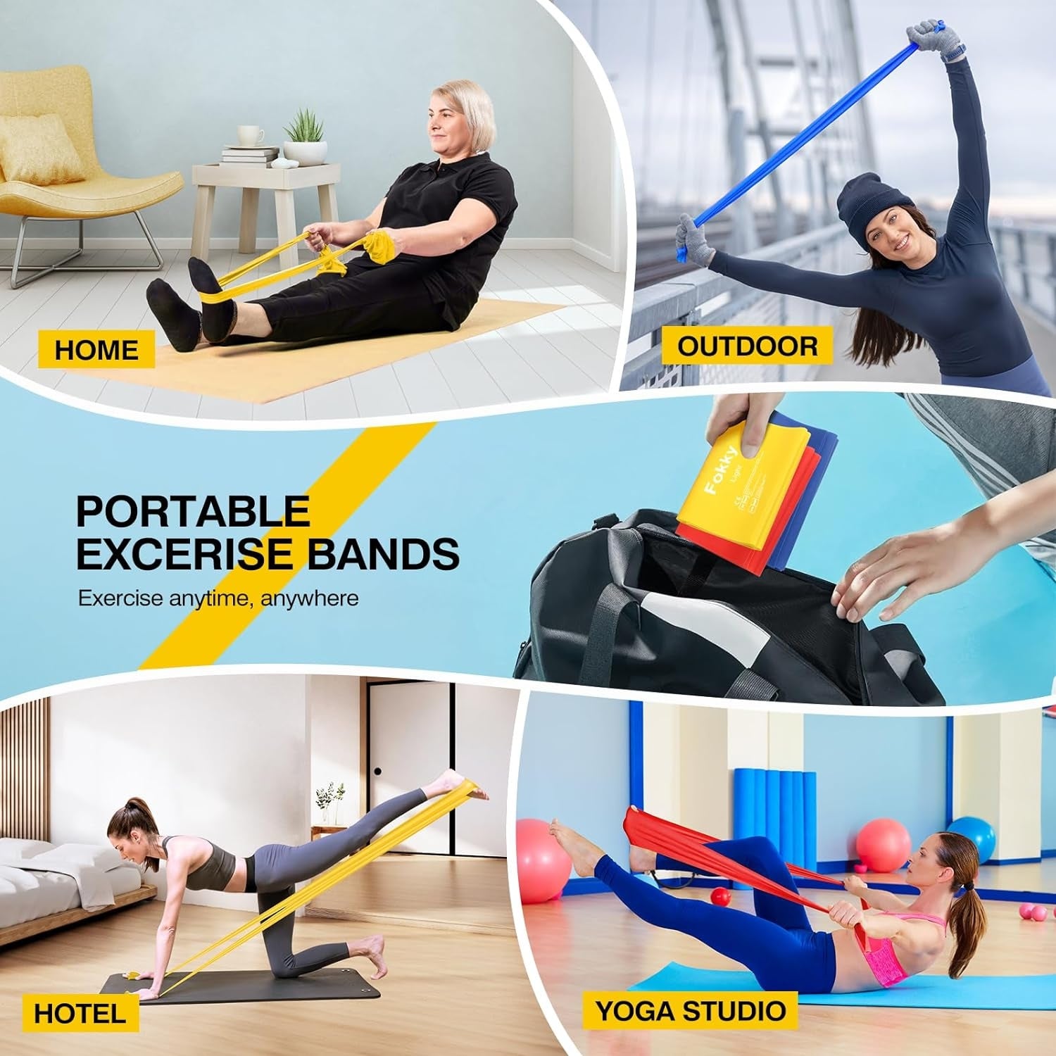 Widerstandsbänder Resistance Bands 3er-Set 1.5M/2M Lang Fitnessbänder