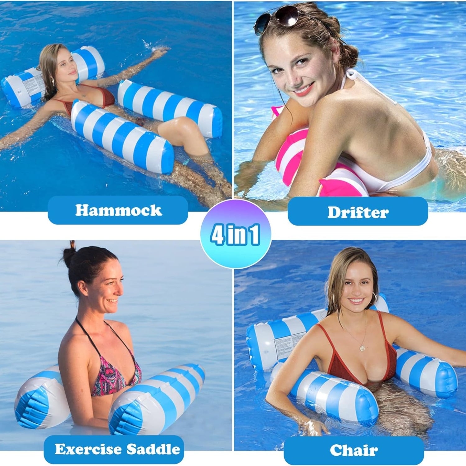 Wasserhängematte Pool Zubehör 2x  Aufblasbase Pool Hängematte