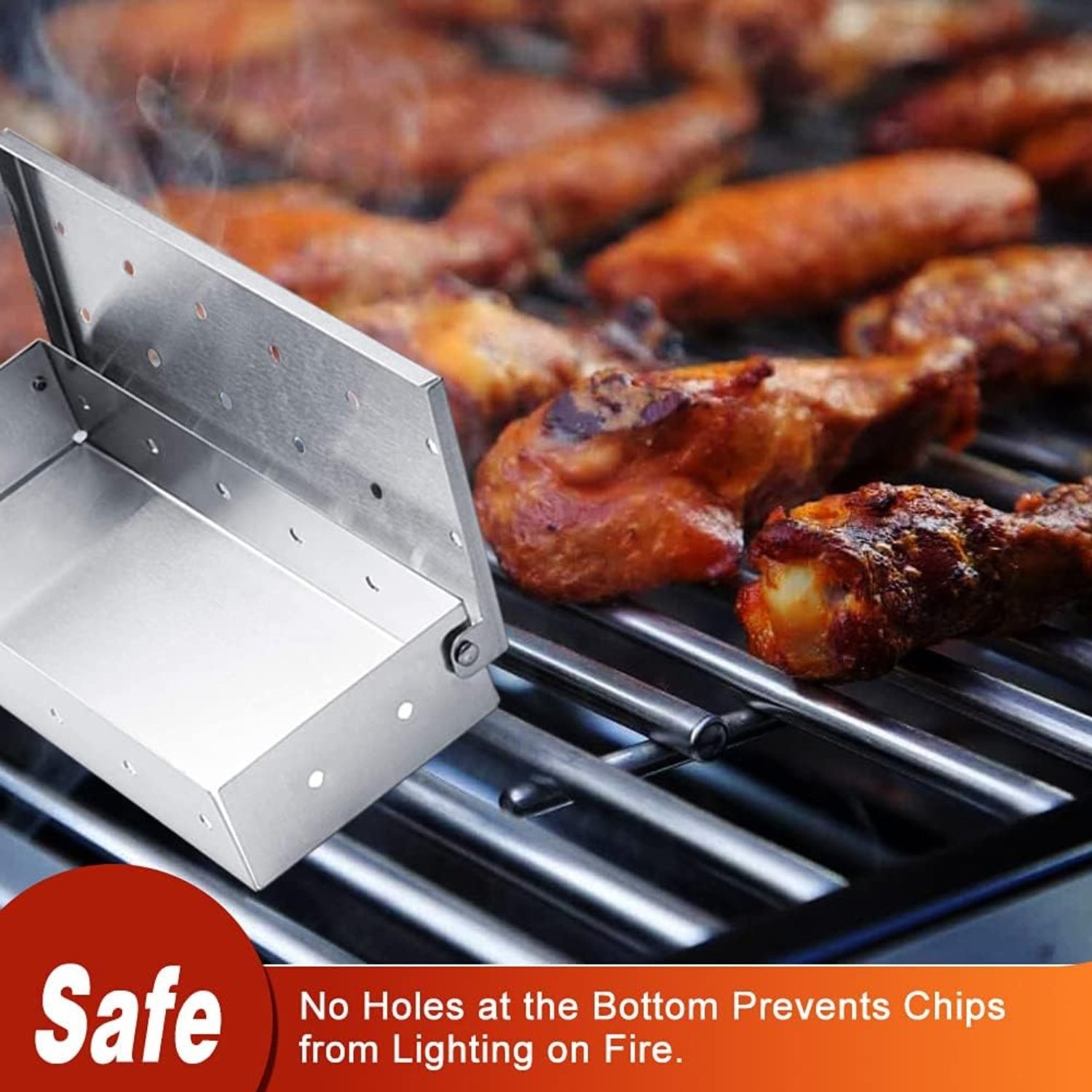 Edelstahl Smokerbox für Gasgrill Kohlegrill Räucherbox Grill Zubehör