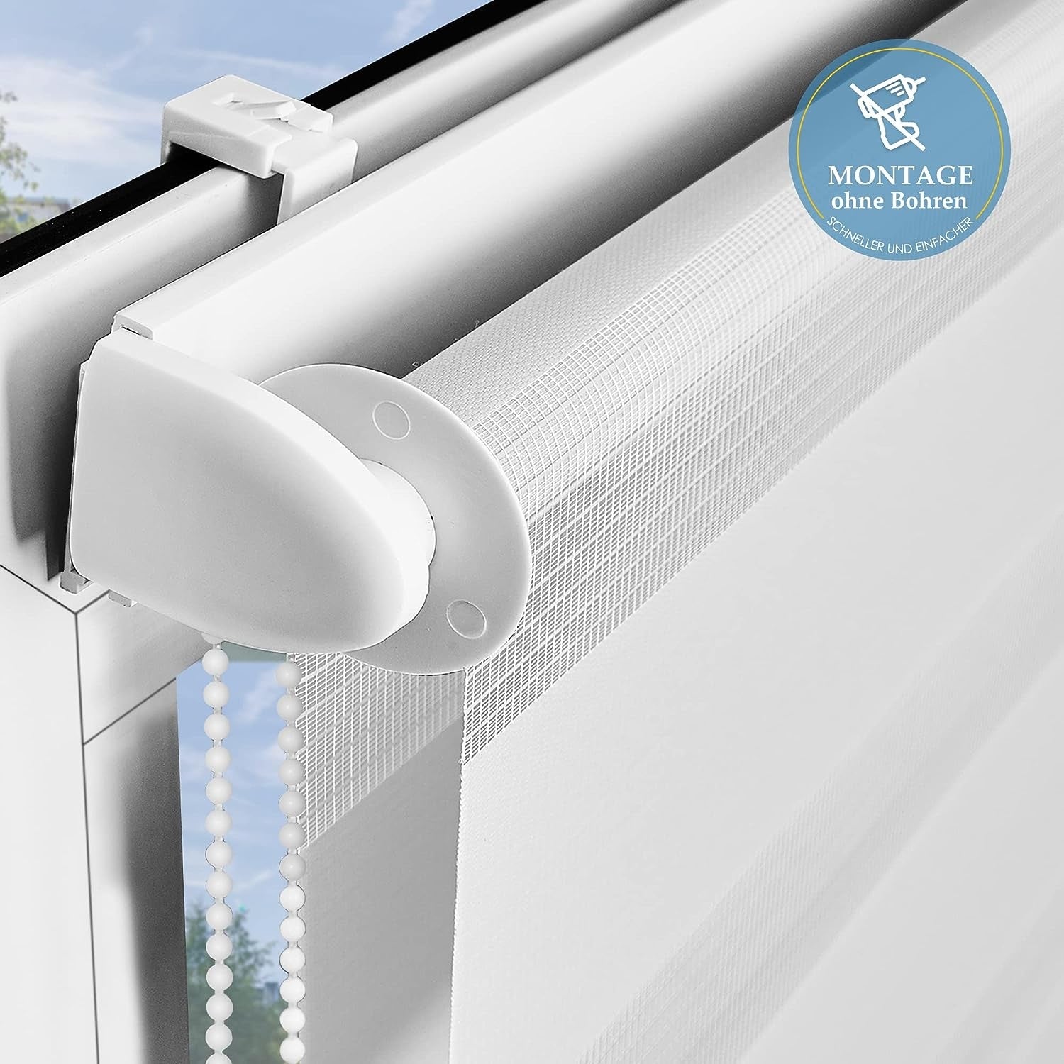 Doppelrollo Klemmfix ohne Bohren Duo Rollos für Fenster weiß 45x150cm