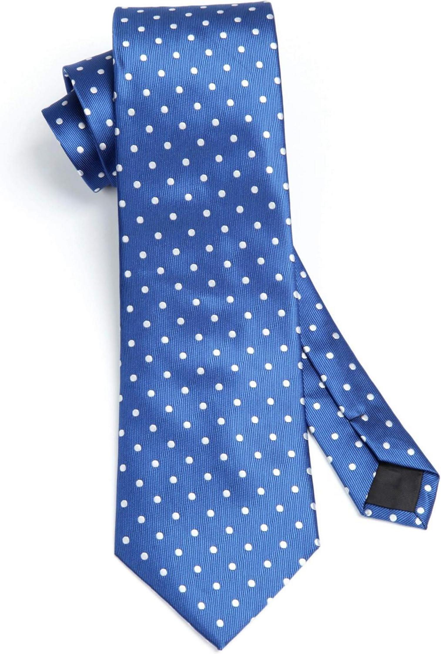 Punktierte blaue Krawatte mit Einstecktuch-Set für Herren