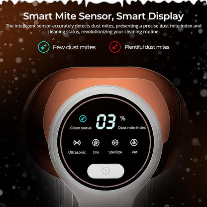 JIGOO J300 Milbensauger mit Staubmilben-Sensor und Intelligente LED-Anzeige, 500W Milbenstaubsauger mit UV-Licht, Ultraschall, Für Allergiker, entfernt 99,9% Allergene von Matratzen, Betten und Sofas