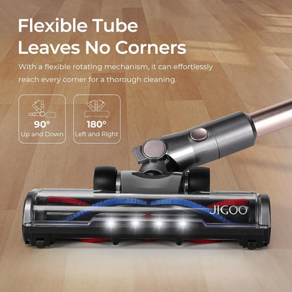 JIGOO C300 Akku Staubsauger, 400W/30KPa staubsauger kabellos mit LED-Touchscreen, Handstaubsauger Beutellos