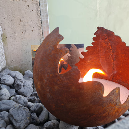 Schwabenfire Outdoorkerze Edelrost Feuerkugel Wiederverwendbar XXL Outdoor kerze