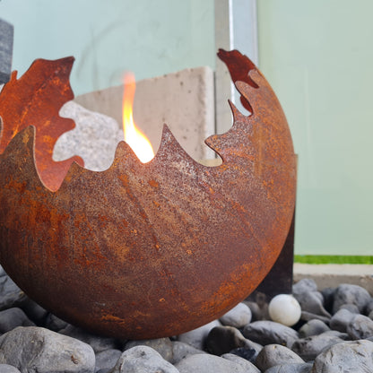 Schwabenfire Outdoor Kerze Edelrost Feuerkugel 30cm mit Dauerdocht im XL Sparset