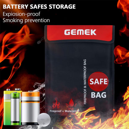 Feuerfeste und Wasserdichte Dokumententasche Set 38x28 und 23x18cm für A4 A5 Dokumente Bargeld Schmuck Reisepass Tablet Laptop mit Klett Reißverschlus