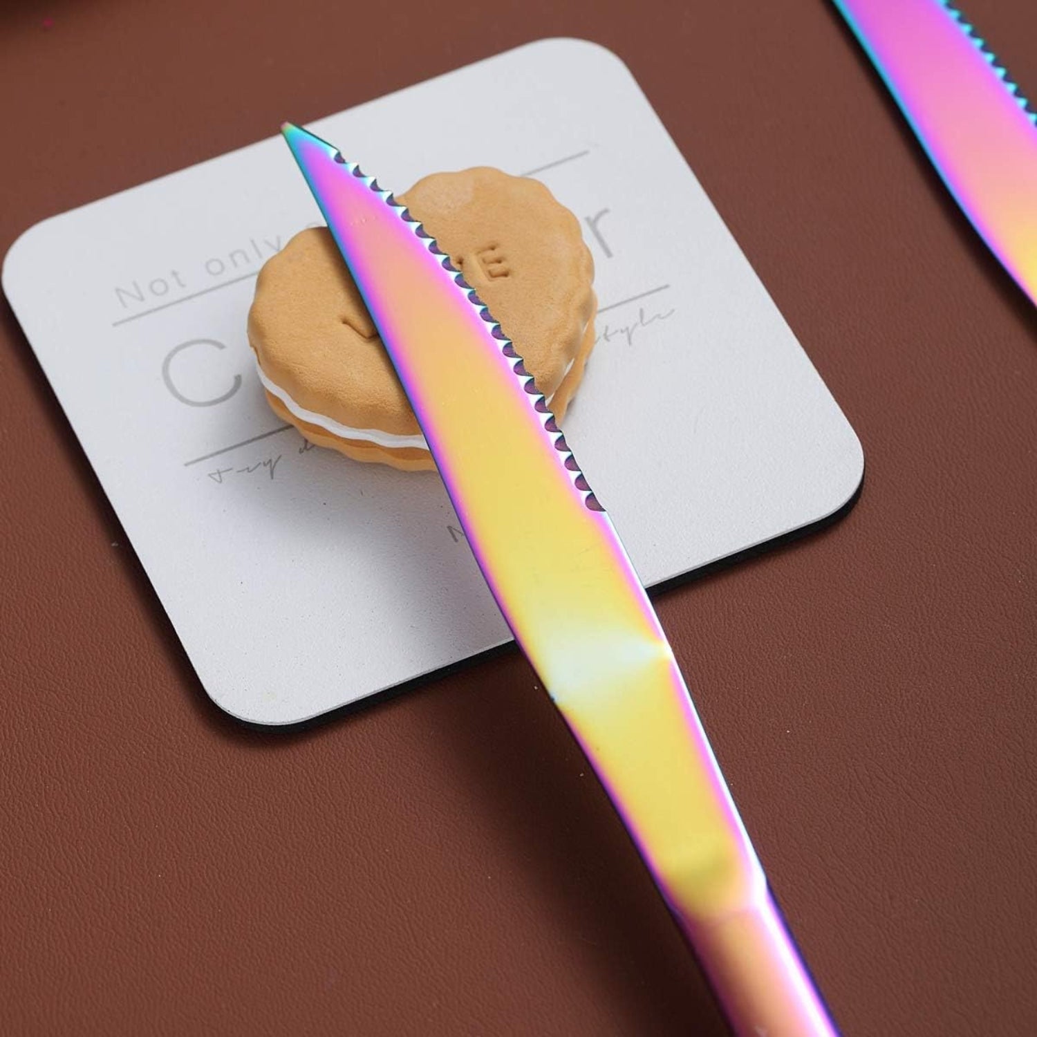 Regenbogen Steakmesser 8er Set Titanium Beschichtung Scharfe Klingen Besteck