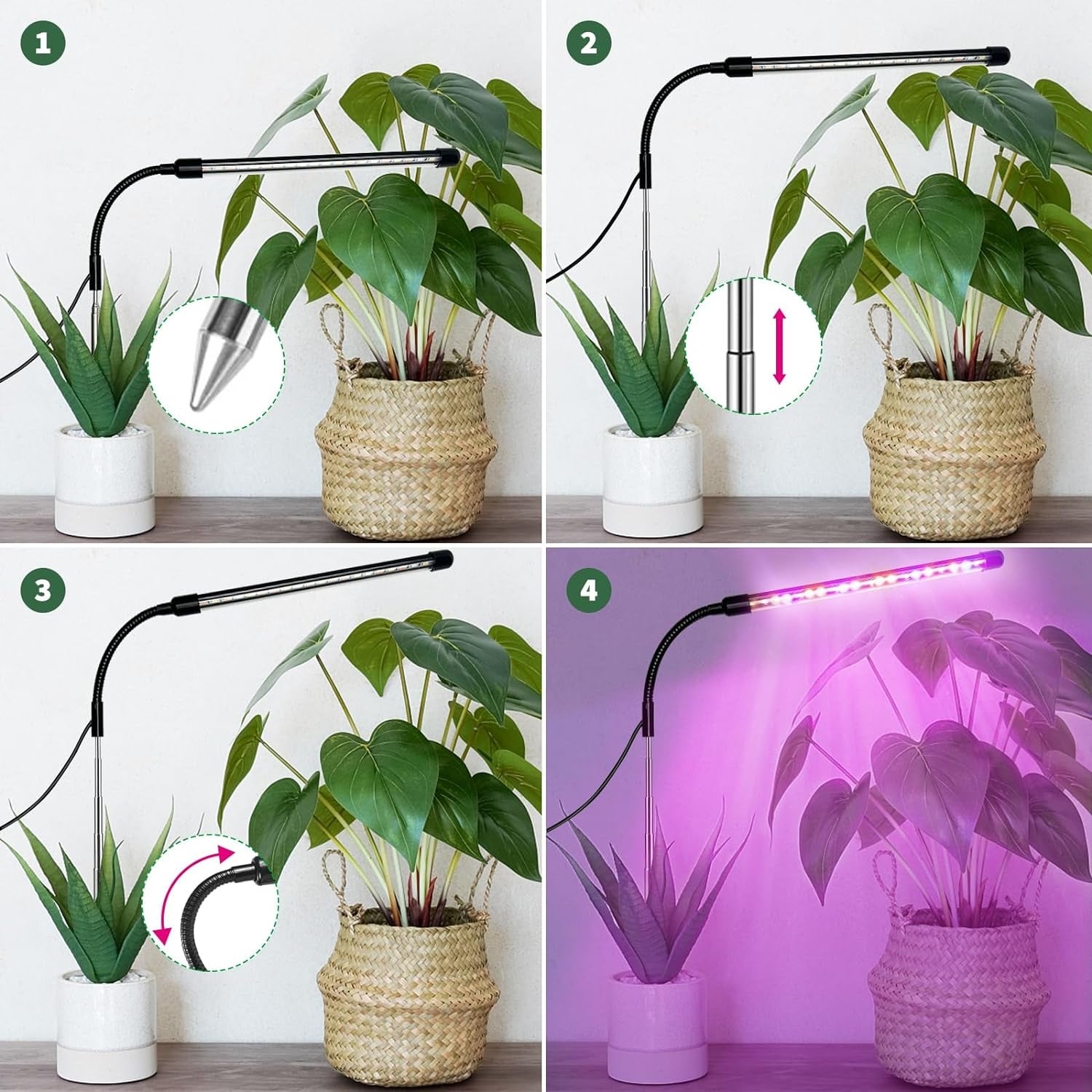 LED Grow Lampe Pflanzenlampe Vollspektrum USB Timer 3 Modi Verstellbar